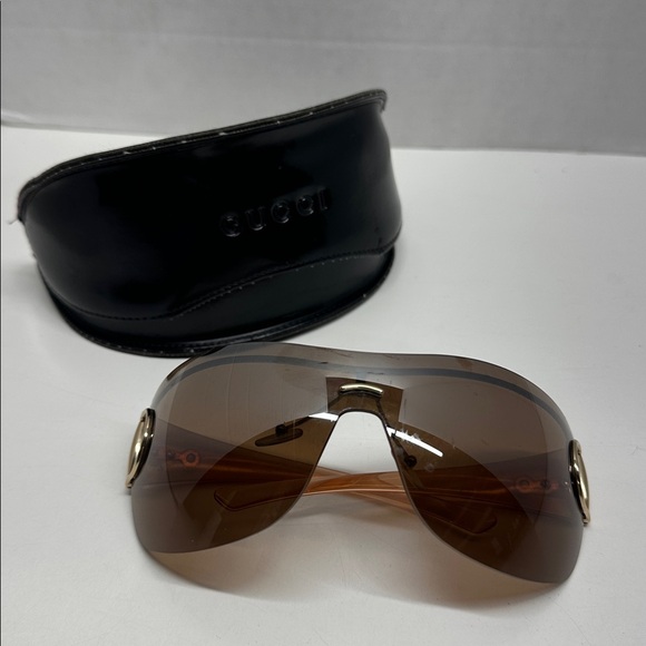 Gucci Strass Horsebit Sunglasses Shield Tinted Glasses Vintage Y2K Pink Silver - Picture 1 of 11
